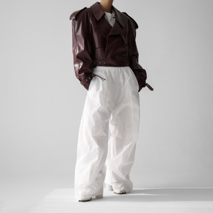 Paper Moon - Korean Women Fashion - #womensfashion - Nylon Drawstring Wide Twist Pattern Trousers - 3