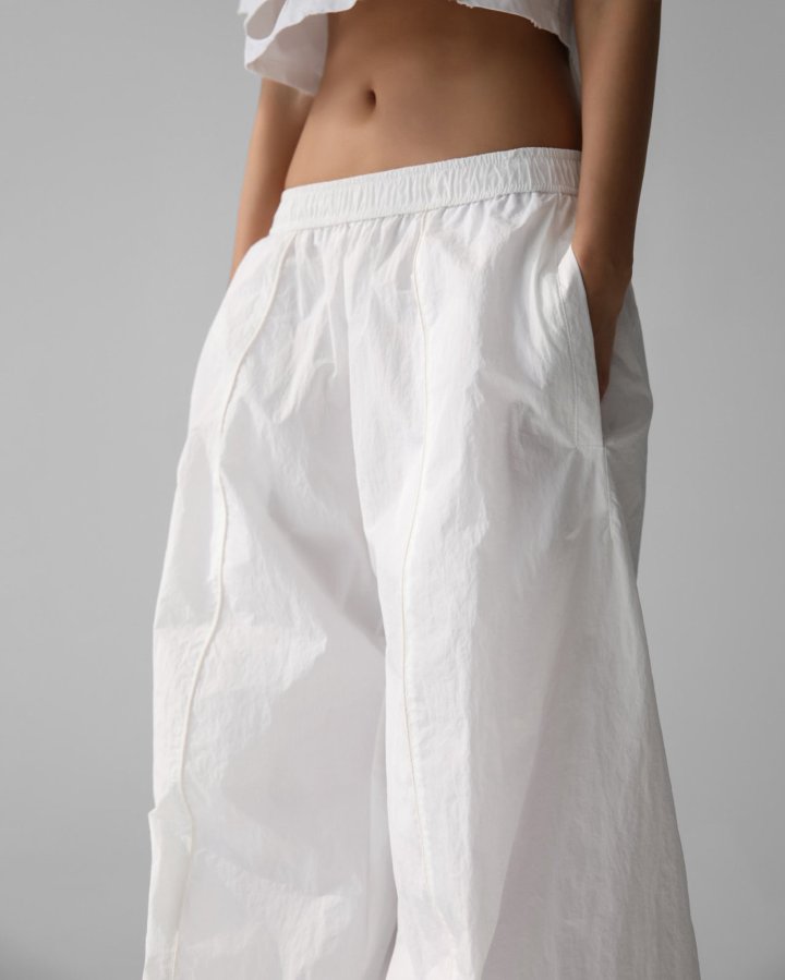 Paper Moon - Korean Women Fashion - #womensfashion - Nylon Drawstring Wide Twist Pattern Trousers - 5