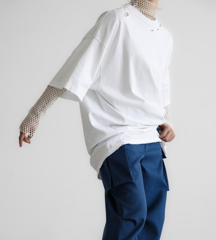 Paper Moon - Korean Women Fashion - #womensfashion - Oversized Pigment Cutting Detail Tee - 2