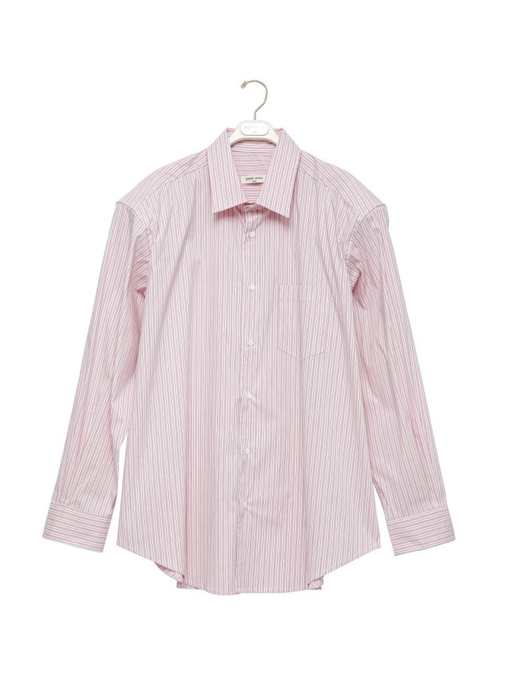 Paper Moon - Korean Women Fashion - #momslook - Boyfriend Fit Oversized Stripe Button Down Shirt - 4