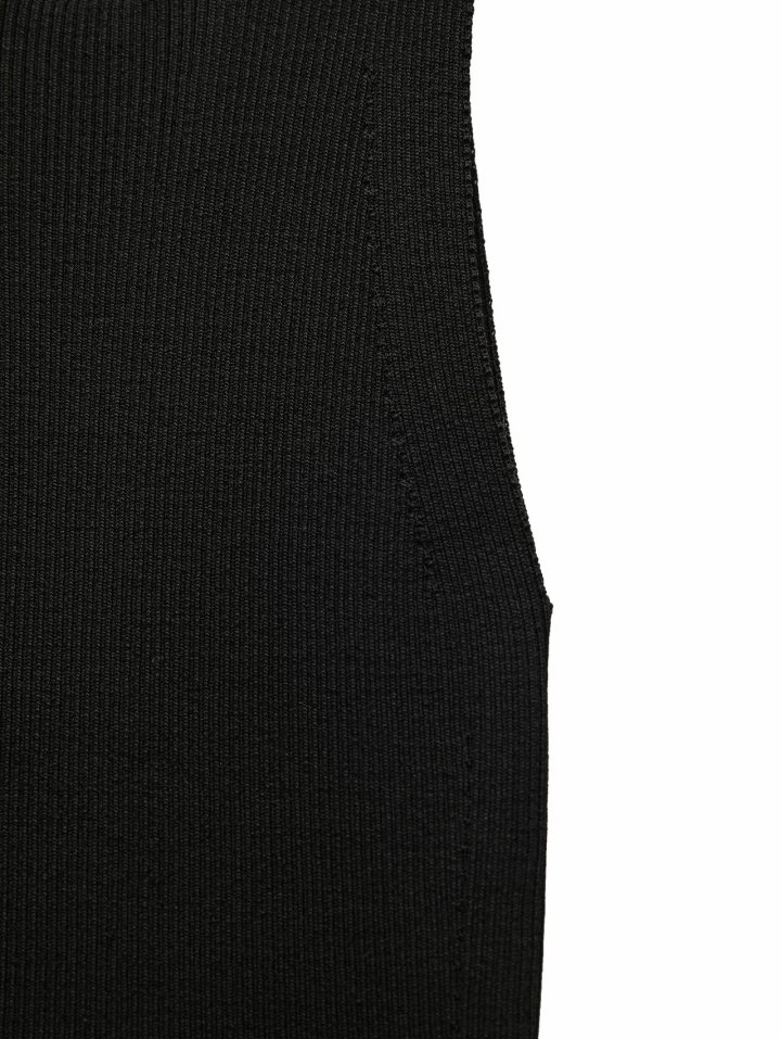 Paper Moon - Korean Women Fashion - #womensfashion - High Neck Ribbed Sleeveless Drop Knit Top - 8