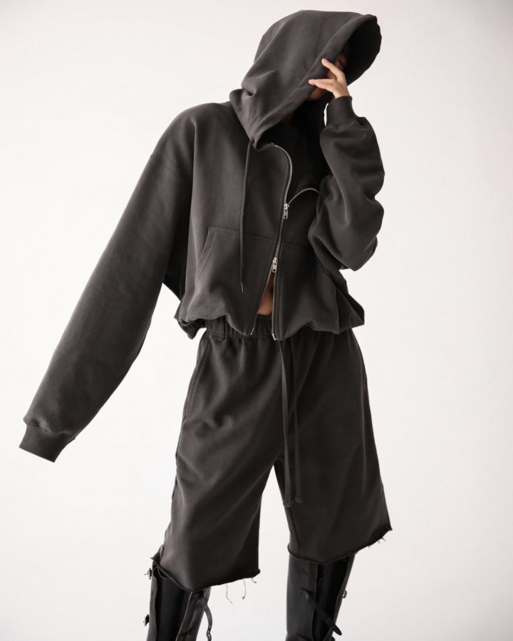 Paper Moon - Korean Women Fashion - #womensfashion - Pigment Cotton Wave Hem Hoodie Full Zip-up - 3