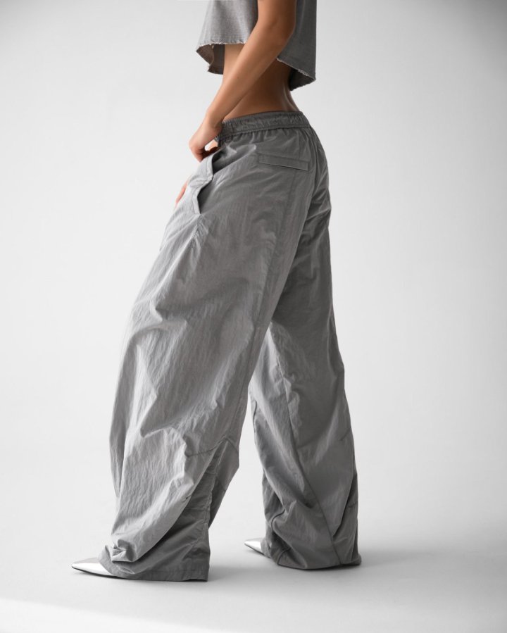 Paper Moon - Korean Women Fashion - #womensfashion - Nylon Drawstring Wide Twist Pattern Trousers - 5