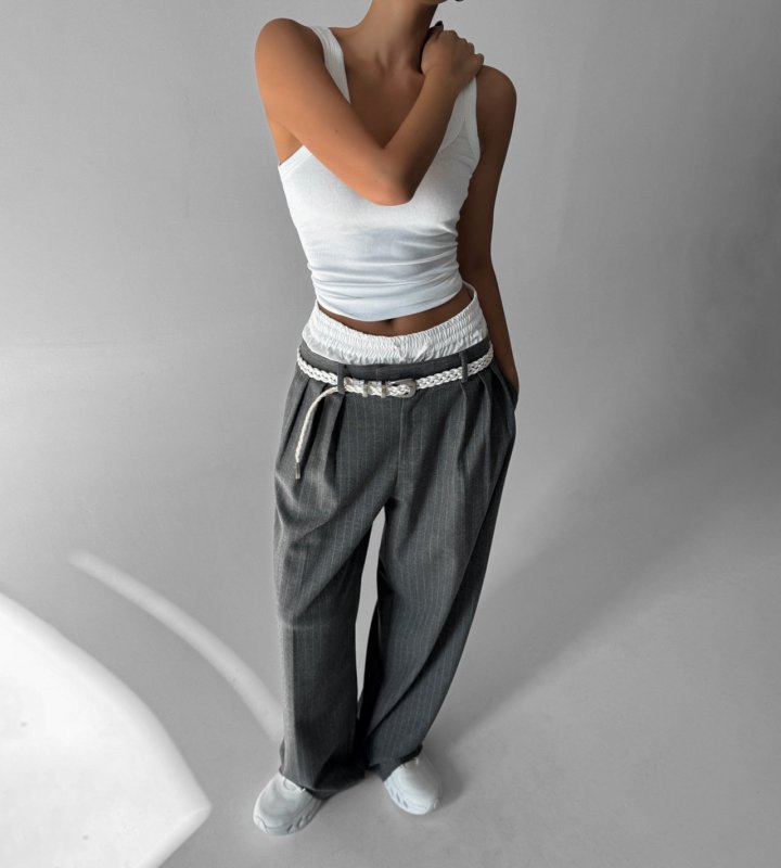 Paper Moon - Korean Women Fashion - #womensfashion - Pin Striped Layered Tailored Trouser - 2