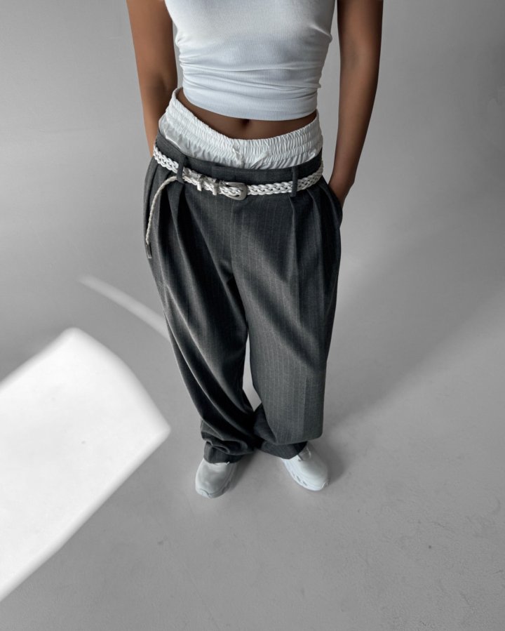 Paper Moon - Korean Women Fashion - #momslook - Pin Striped Layered Tailored Trouser - 4