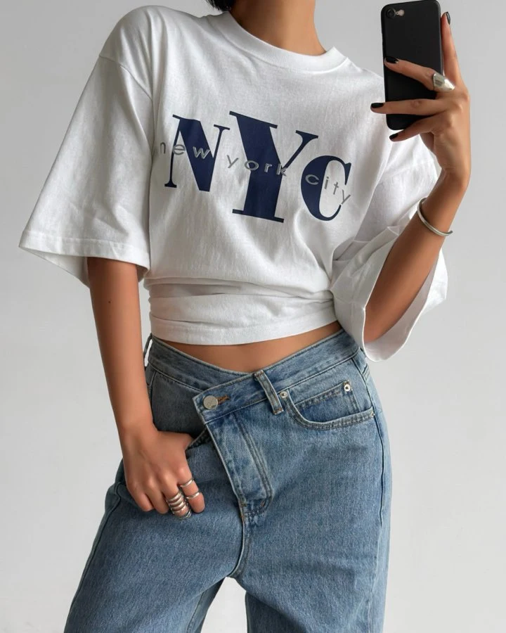 Paper Moon - Korean Women Fashion - #womensfashion - NYC Vintage Print Tee - 2