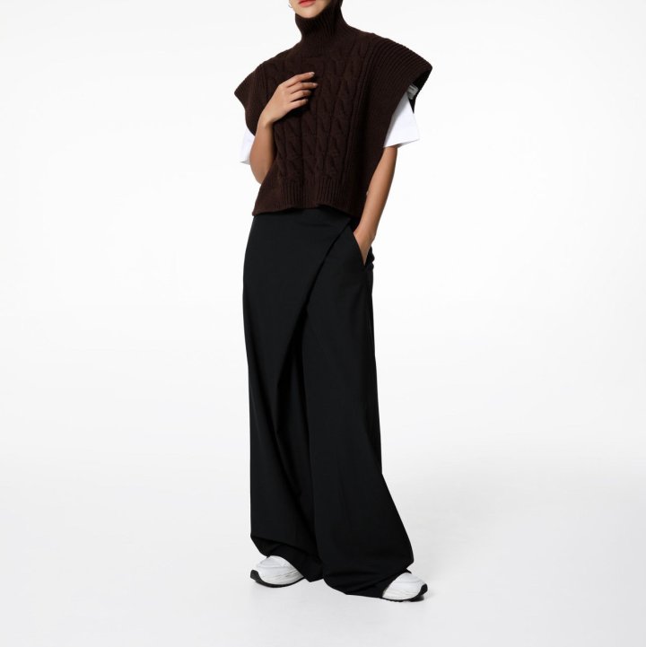 Paper Moon - Korean Women Fashion - #momslook - Asymmetry Pintuck Wide Maxi Trouser - 4