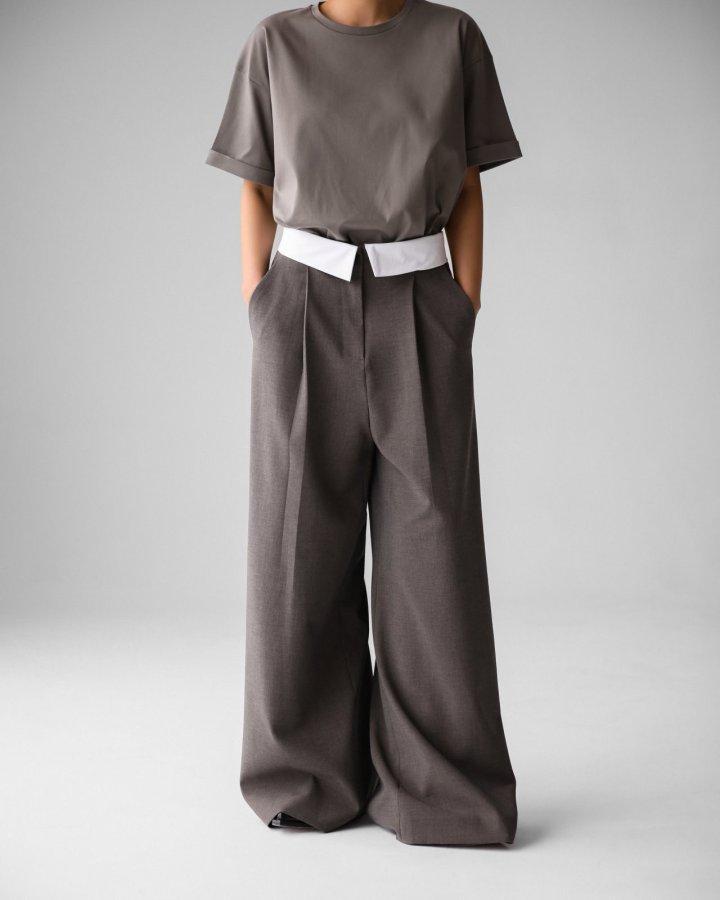 Paper Moon - Korean Women Fashion - #womensfashion - Colored Waist Wide Pintuck Trouser - 3