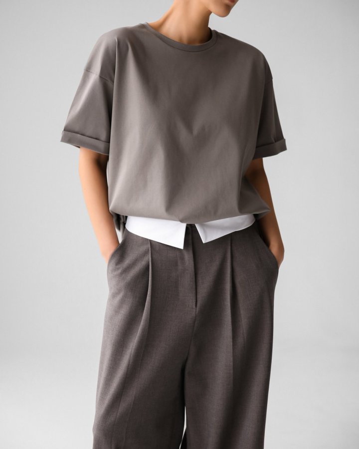Paper Moon - Korean Women Fashion - #momslook - Premium Cotton Rolled Up Tee - 4