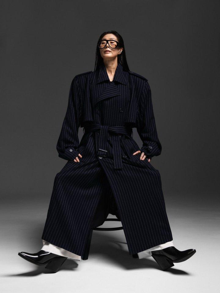 Paper Moon - Korean Women Fashion - #womensfashion - Pin Striped Padded Oversize Trench Coat - 3