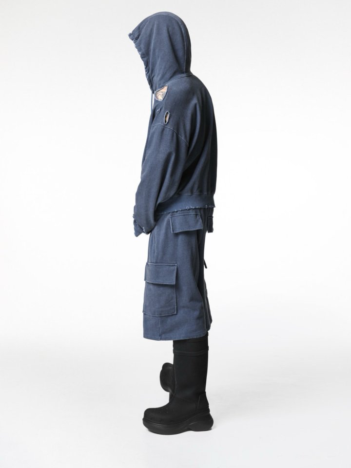 Paper Moon - Korean Women Fashion - #momslook - Oversized Pigment Cutted Detail Hoodie - 4
