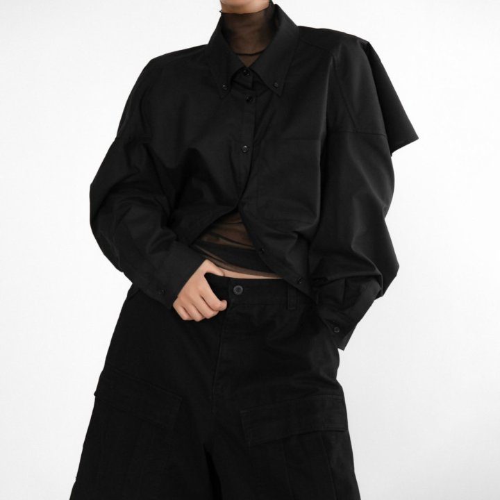 Paper Moon - Korean Women Fashion - #womensfashion - Back Wing Asymmetry Button Down Shirt - 3