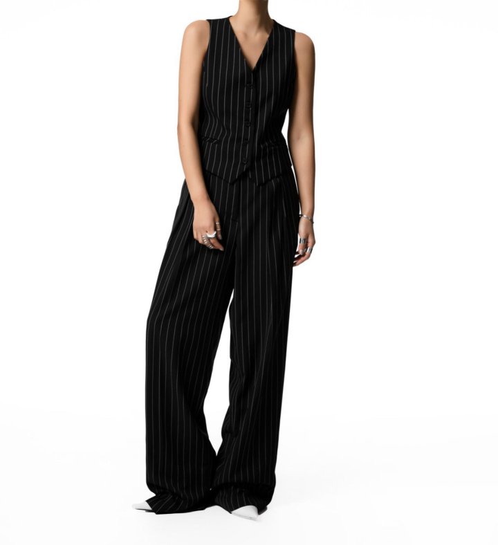 Paper Moon - Korean Women Fashion - #womensfashion - Wide Pin Stripe Trousers - 3