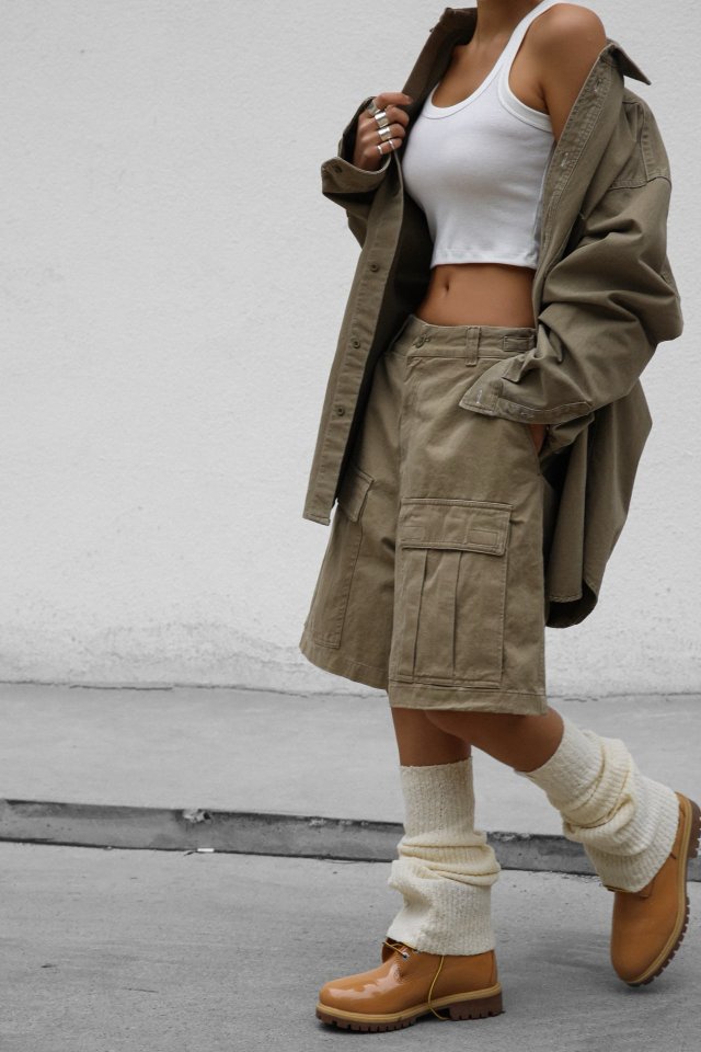 Paper Moon - Korean Women Fashion - #womensfashion - Washed Cotton Cargo Bermuda Shorts