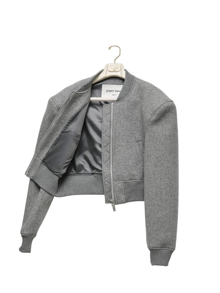 Paper Moon - Korean Women Fashion - #womensfashion - Cushioned Fabric Padded Shoulder Point Bomber Jacket - 9
