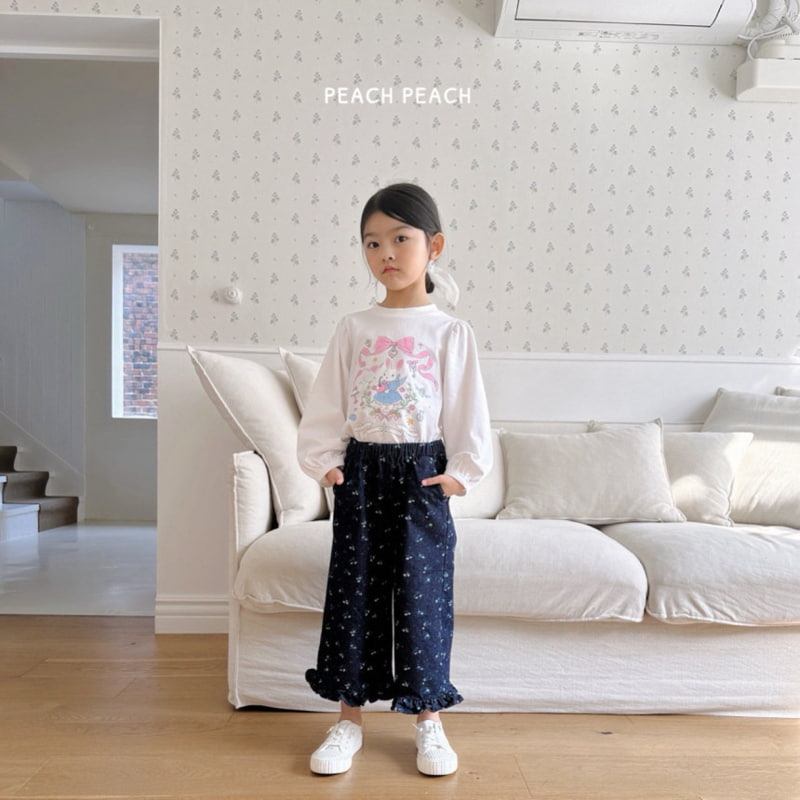 Peach Peach - Korean Children Fashion - #childrensboutique - Mochi Flower Denim Pants - 3