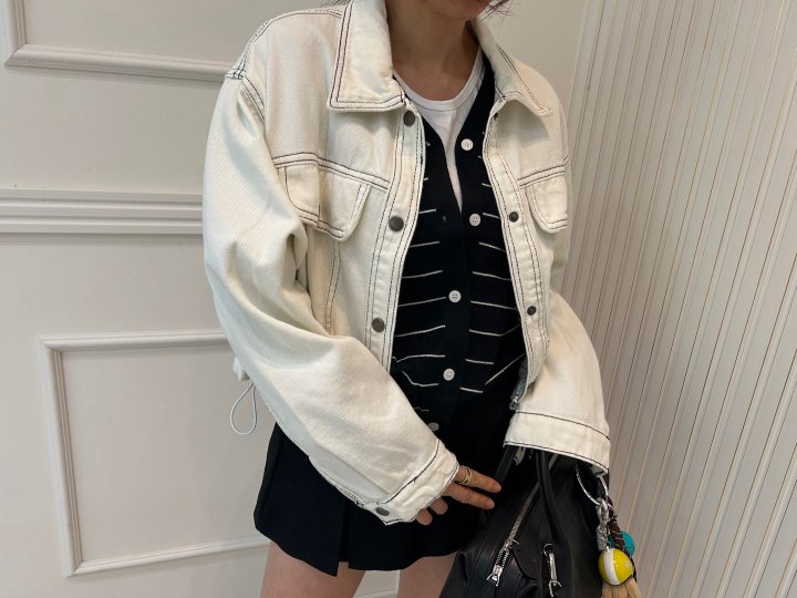 Pearls room - Korean Women Fashion - #momslook - Stitch Jacket - 2