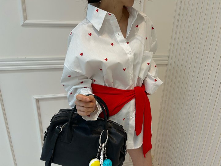 Pearls room - Korean Women Fashion - #momslook - Heart Shirt - 2