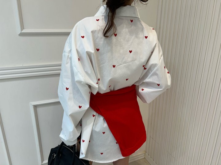 Pearls room - Korean Women Fashion - #momslook - Heart Shirt - 3