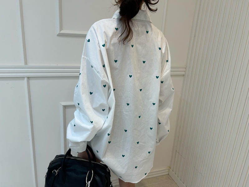 Pearls room - Korean Women Fashion - #romanticstyle - Heart Shirt - 10