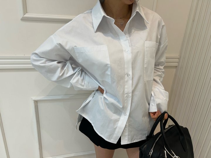 Pearls room - Korean Women Fashion - #vintageinspired - Slit Shirt - 7