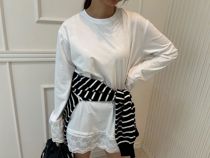 Pearls room - Korean Women Fashion - #womensfashion - Lace Tee - 3