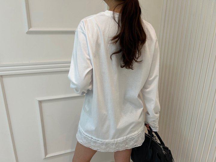 Pearls room - Korean Women Fashion - #womensfashion - Lace Tee - 5