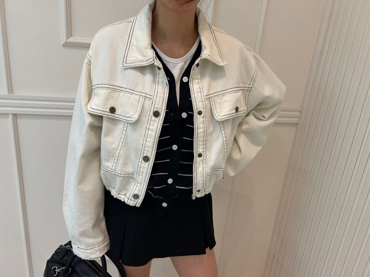 Pearls room - Korean Women Fashion - #womensfashion - Stitch Jacket - 3