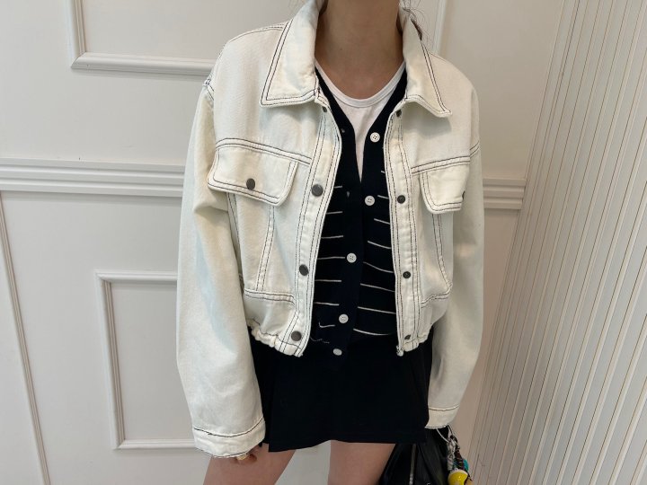 Pearls room - Korean Women Fashion - #womensfashion - Stitch Jacket - 5