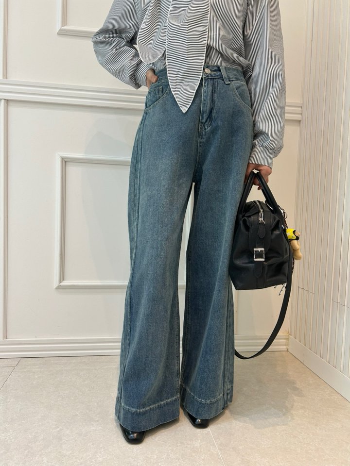 Pearls room - Korean Women Fashion - #womensfashion - Slit Denim Pants - 10
