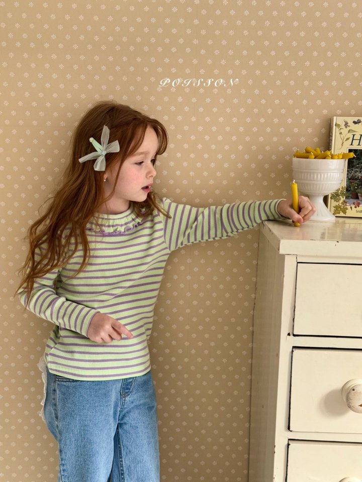Poisson - Korean Children Fashion - #childofig - Stripe Frill Tee - 5