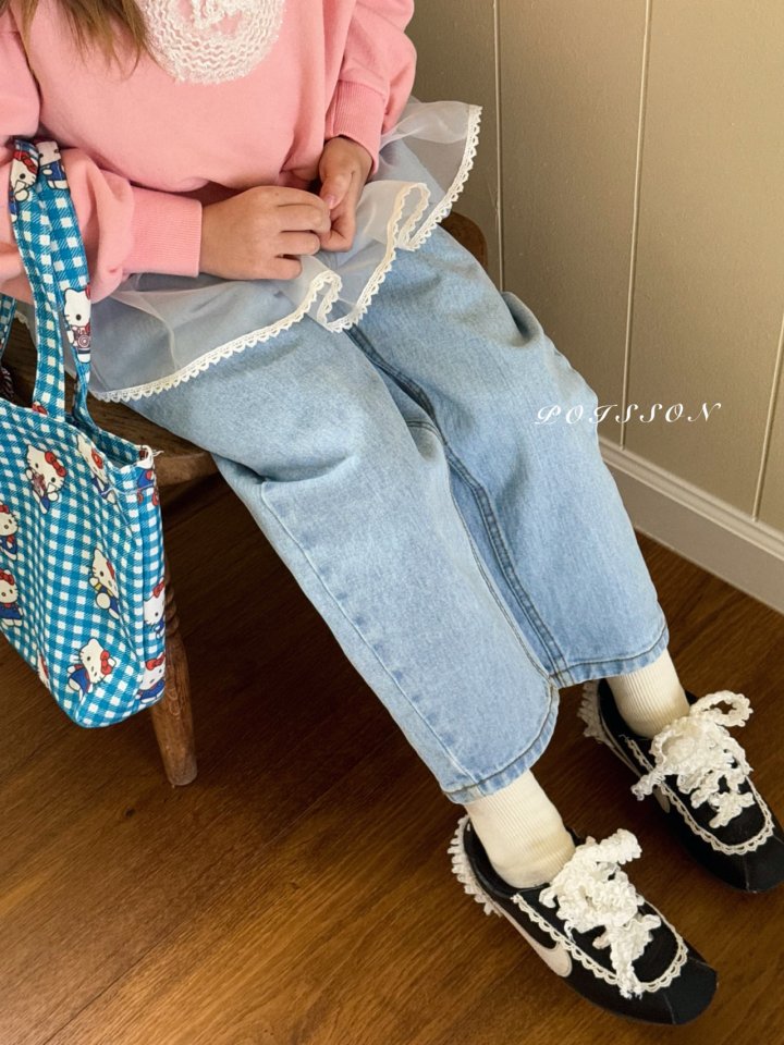 Poisson - Korean Children Fashion - #childrensboutique - Rabbit Embroidery Denim Pants - 6
