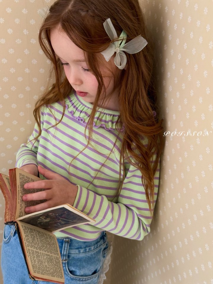 Poisson - Korean Children Fashion - #designkidswear - Stripe Frill Tee - 8
