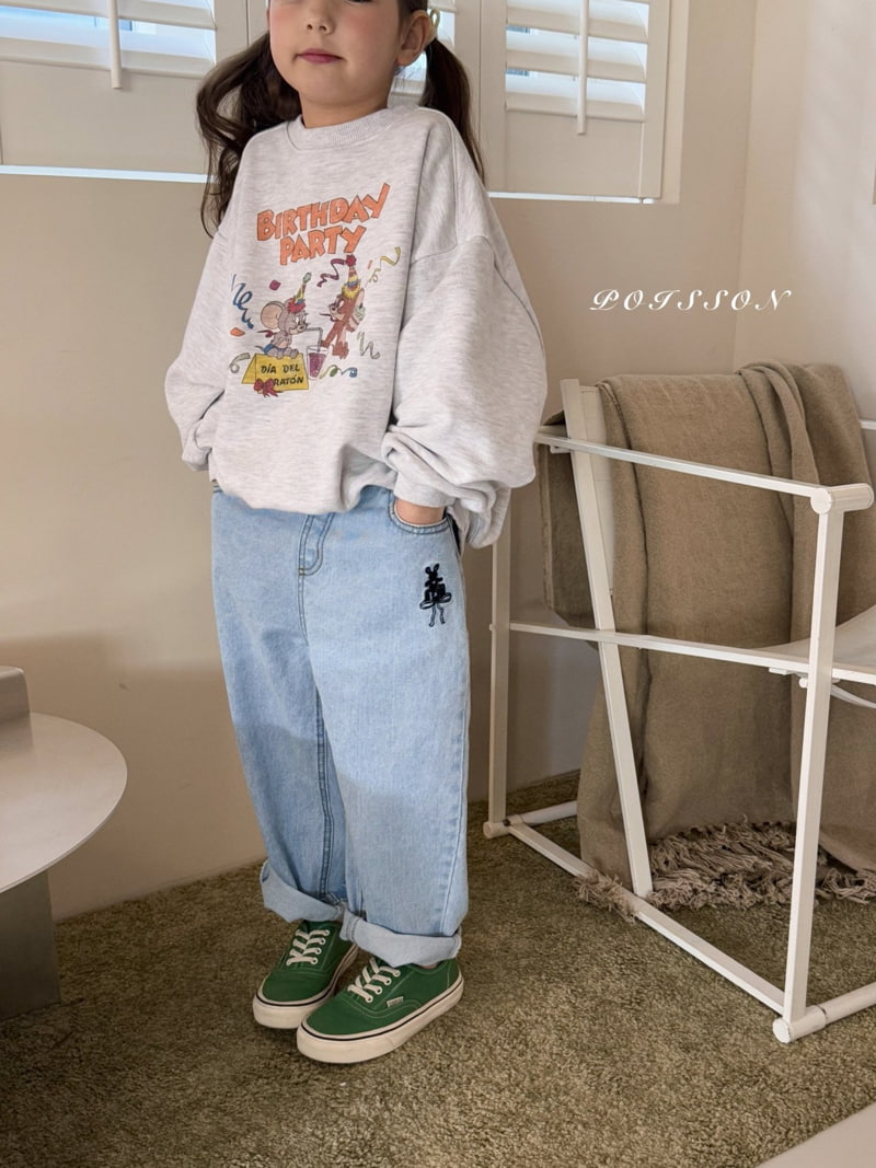 Poisson - Korean Children Fashion - #designkidswear - Rabbit Embroidery Denim Pants - 7