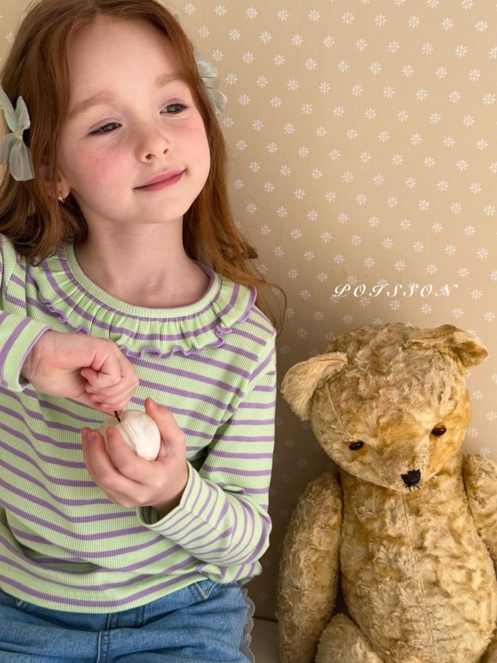 Poisson - Korean Children Fashion - #fashionkids - Stripe Frill Tee - 10