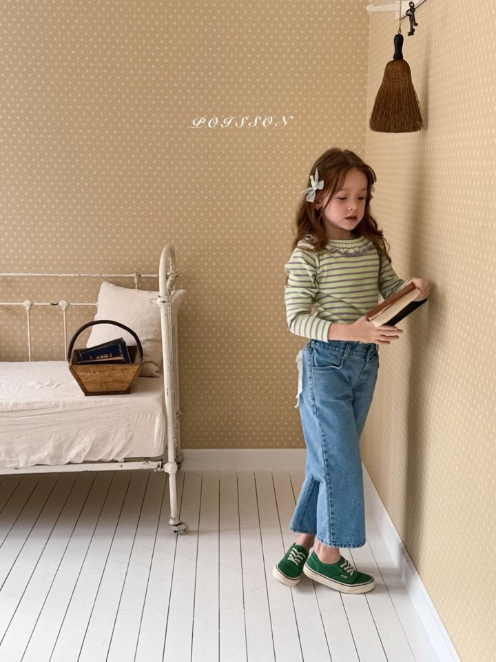 Poisson - Korean Children Fashion - #kidsshorts - Stripe Frill Tee - 11