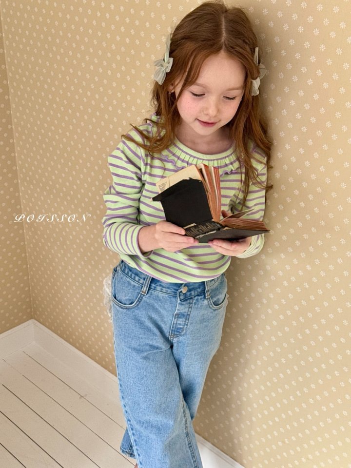 Poisson - Korean Children Fashion - #kidsstore - Stripe Frill Tee - 12