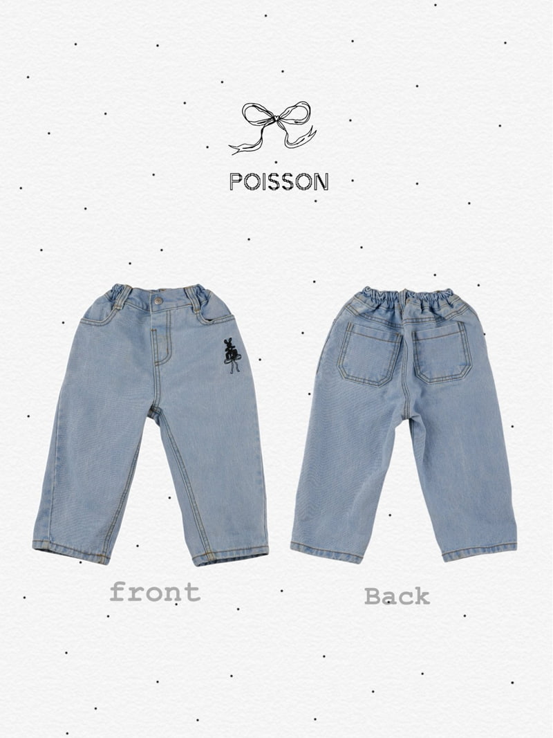 Poisson - Korean Children Fashion - #kidzfashiontrend - Rabbit Embroidery Denim Pants - 12