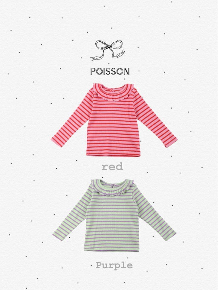 Poisson - Korean Children Fashion - #littlefashionista - Stripe Frill Tee