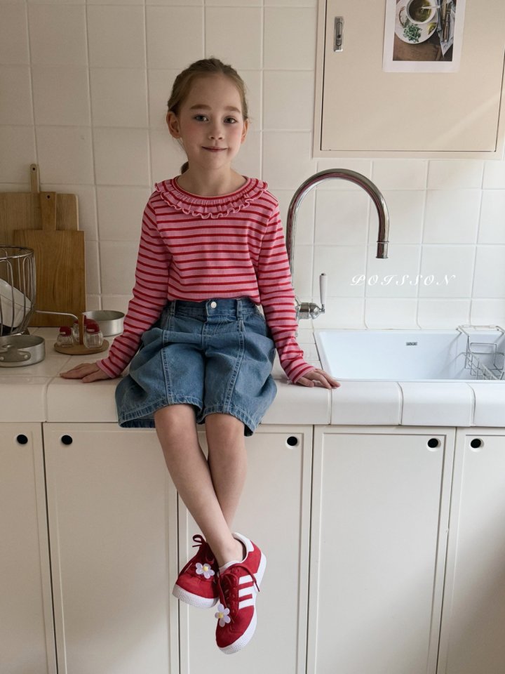 Poisson - Korean Children Fashion - #minifashionista - Stripe Frill Tee - 4