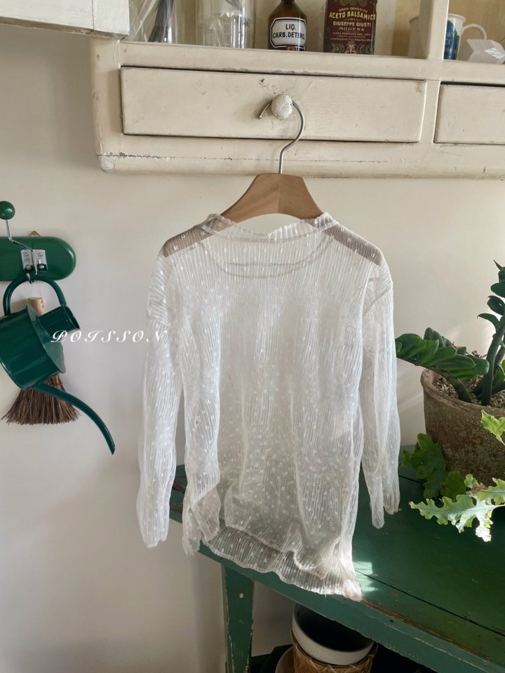 Poisson - Korean Children Fashion - #prettylittlegirls - Dot Mesh Blouse