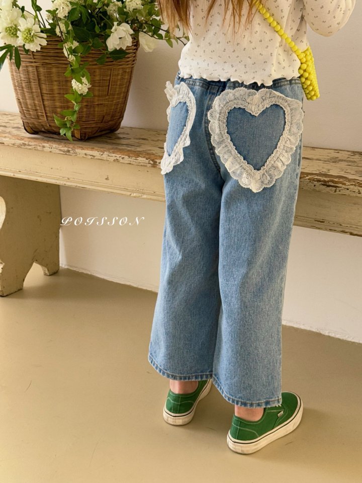 Poisson - Korean Children Fashion - #todddlerfashion - Heart Pocket Denim Pants - 5
