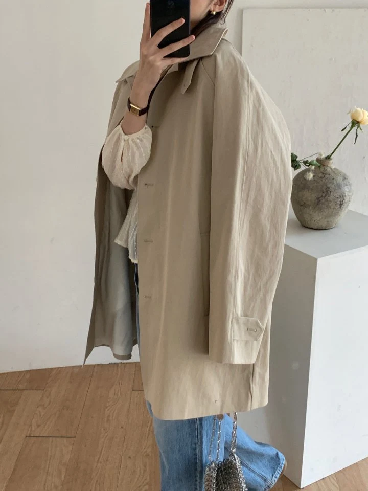 Pomelo - Korean Women Fashion - #momslook - Military Half Trench Coat - 7