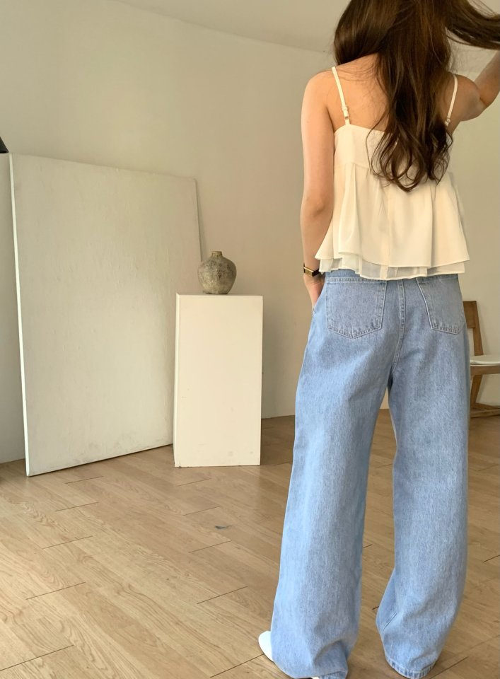 Pomelo - Korean Women Fashion - #momslook - Pintuck Denim Pants - 4
