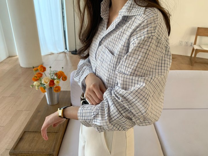 Pomelo - Korean Women Fashion - #restrostyle - Check Label Shirt - 4