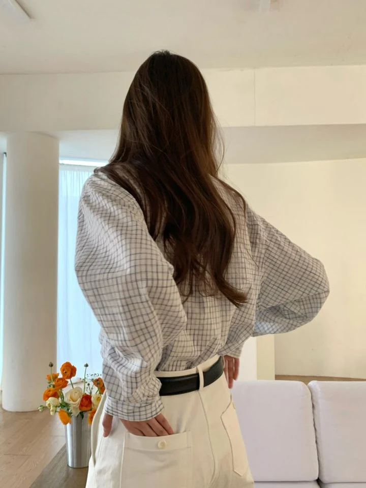 Pomelo - Korean Women Fashion - #shopsmall - Check Label Shirt - 5