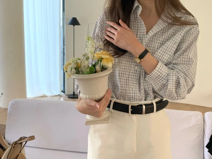 Pomelo - Korean Women Fashion - #thatsdarling - Check Label Shirt - 6