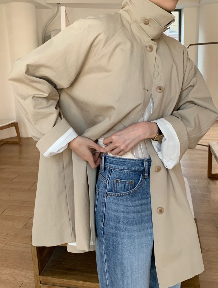 Pomelo - Korean Women Fashion - #vintageinspired - Military Half Trench Coat - 10