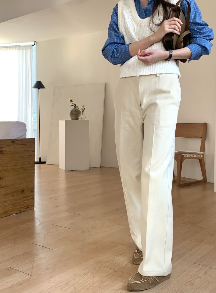 Pomelo - Korean Women Fashion - #vintageinspired - Wale Cotton Pants - 2