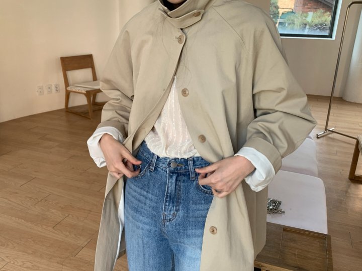 Pomelo - Korean Women Fashion - #vintagekidsstyle - Military Half Trench Coat - 11